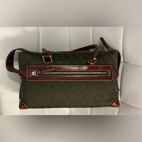 Dooney Bourke Handbag: Canvas Shoulder Purse brown leather satchel f key chain - Picture 2 of 13